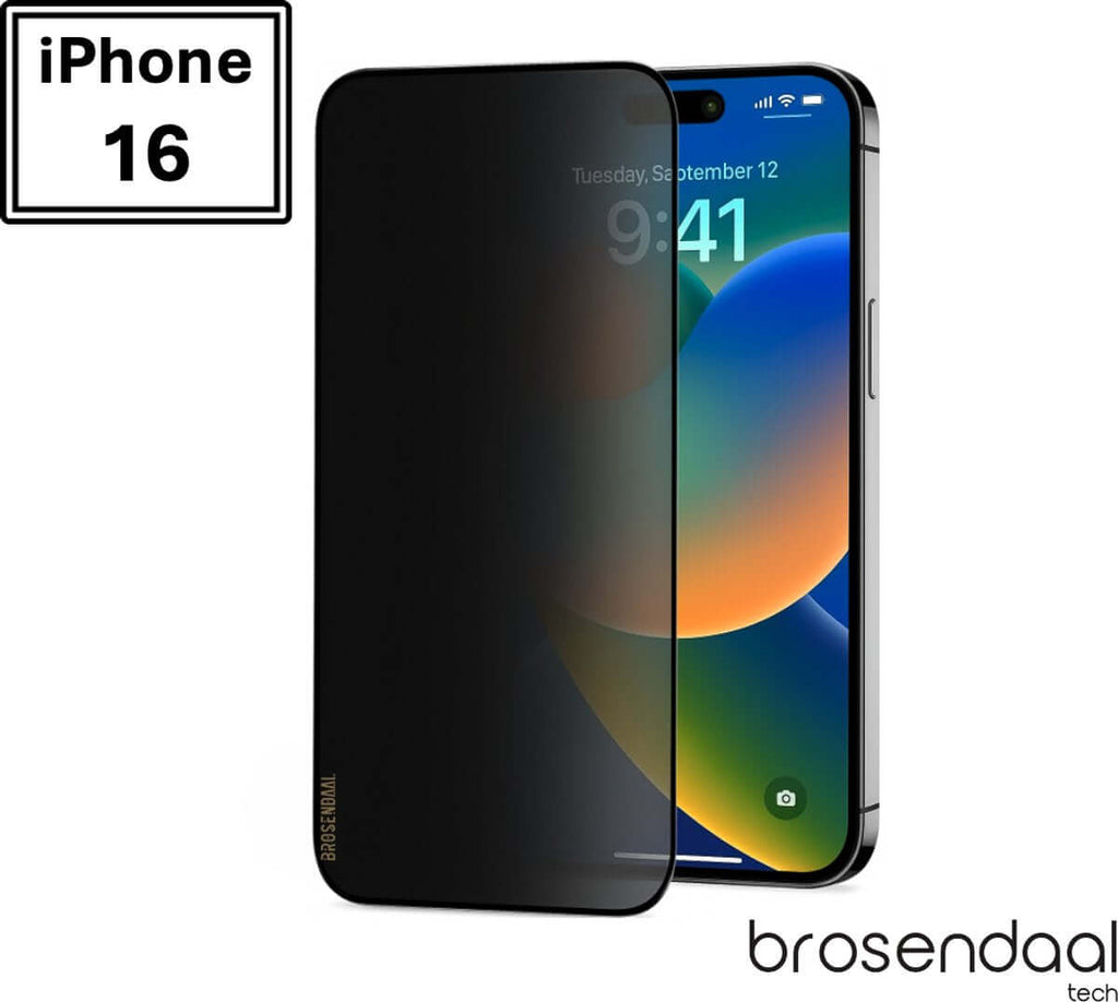 Brosendaal Privacy Screen Protector for I phone 16, anti-spy and scratch-resistant design.
