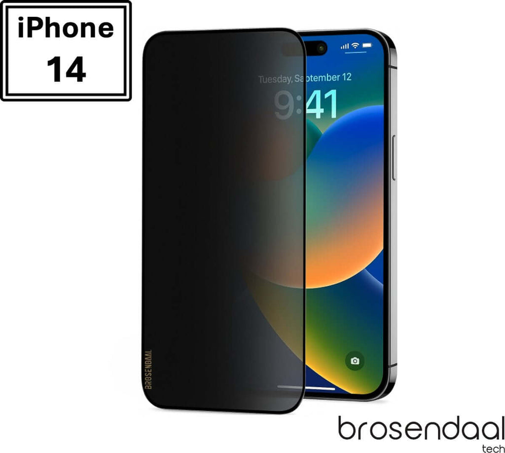 Brosendaal Privacy Screen Protector for I phone 14, anti-spy and scratch-resistant design.