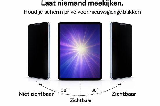 Zichtzone van een iPad privacy filter vanuit 30 graden