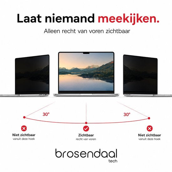 Zichtzone van een MacBook privacy filter vanuit 30 graden