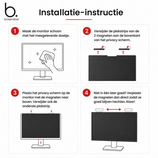 Installatie-instructie Brosendaal privacy filter monitor
