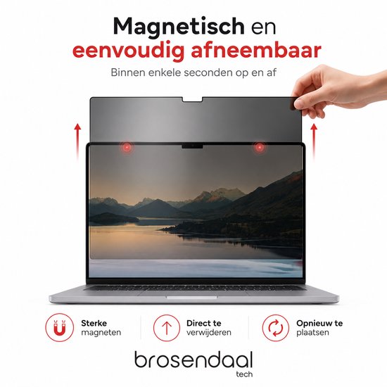 Magnetische bevestiging van het MacBook privacy filter