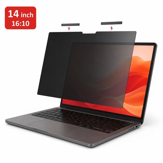 Brosendaal privacy filter op een 14 inch laptop 16:10
