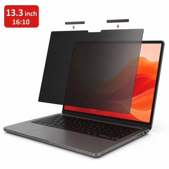 Brosendaal privacy filter op een 13.3 inch laptop 16:10